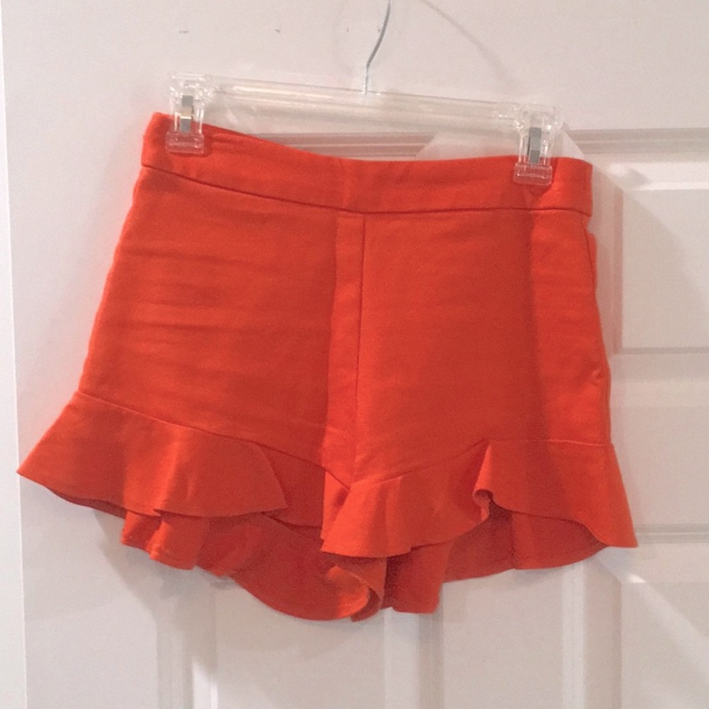 Zara orange frill shorts